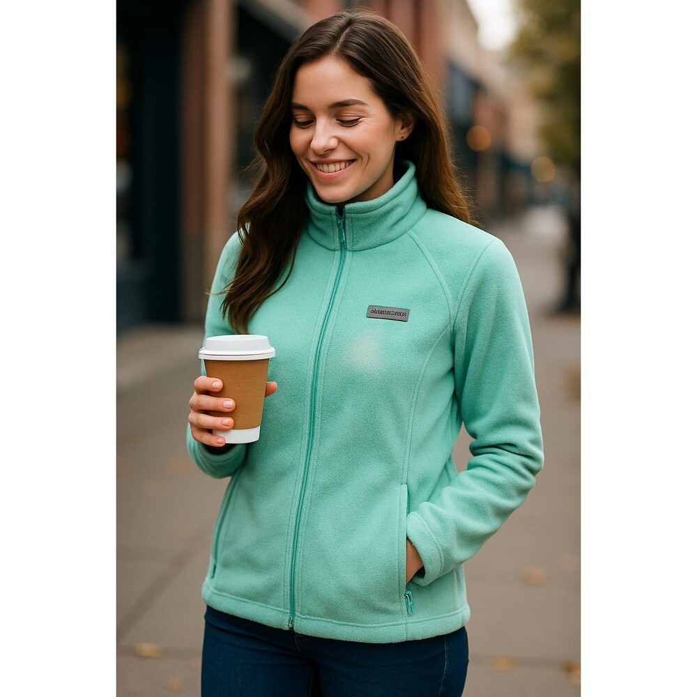 Columbia Women’s Full-Zip Fleece Jacket Mint Aqua Small – Soft Warm Lightweight